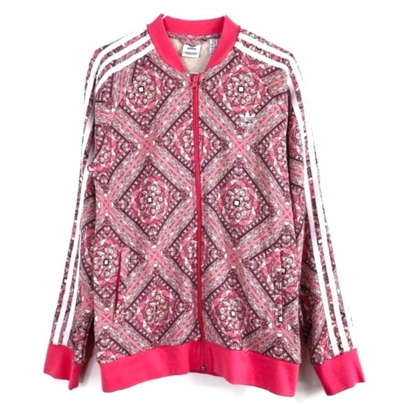 ADIDAS Superstar Stained Glass Geometric Three Line Zip up Track Jacket Pink - Picture 2 of 7